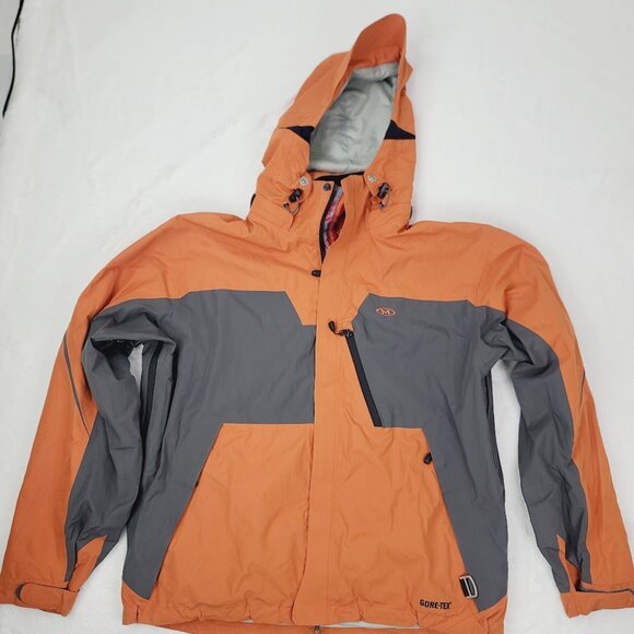 Marker Men's Orange Grey Gore-Tex Long Sleeve Full Zip Windbreaker Jacket Size L - Picture 2 of 15